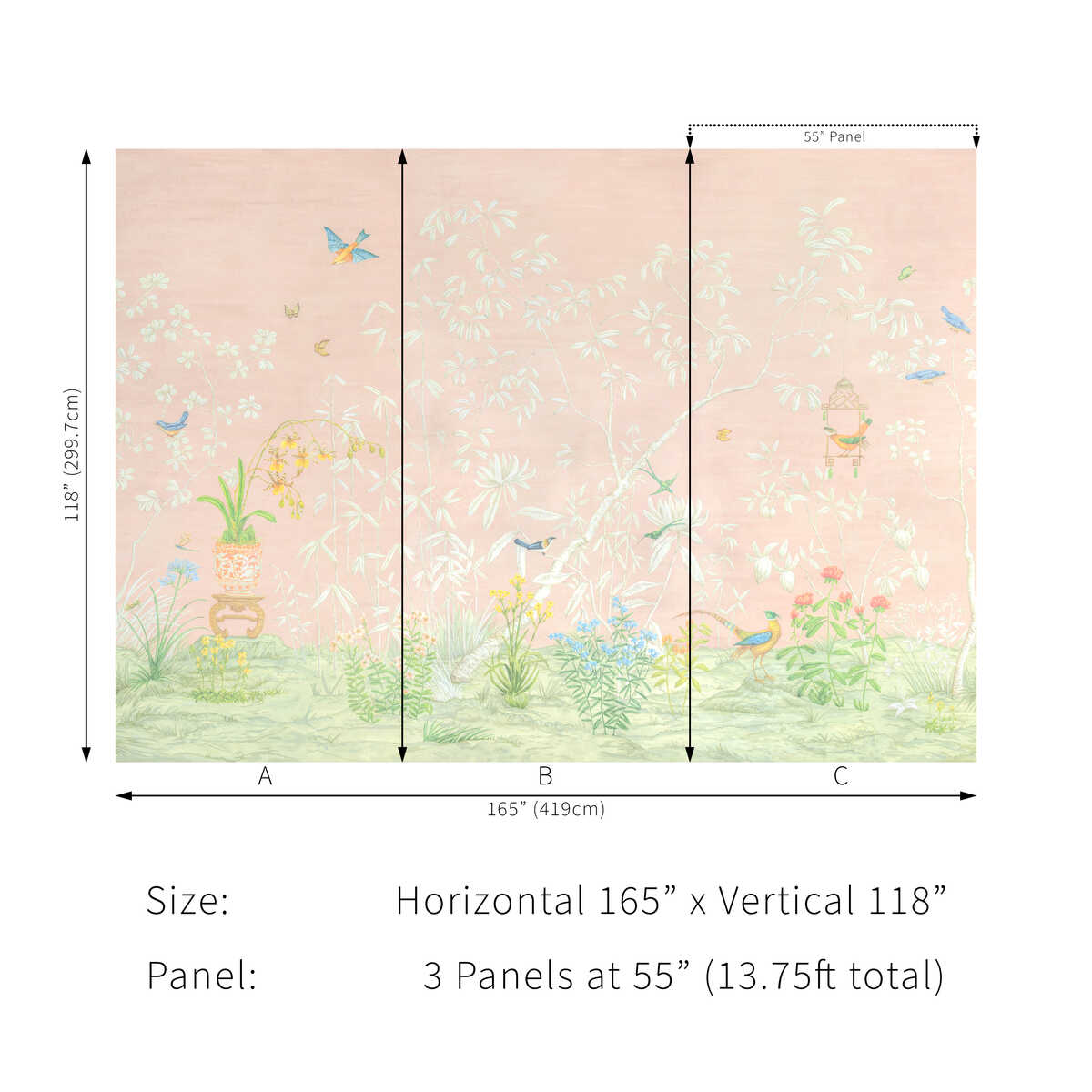 Jardin Yili Mural - Blush - BRUNSCHWIG & FILS Wallpaper