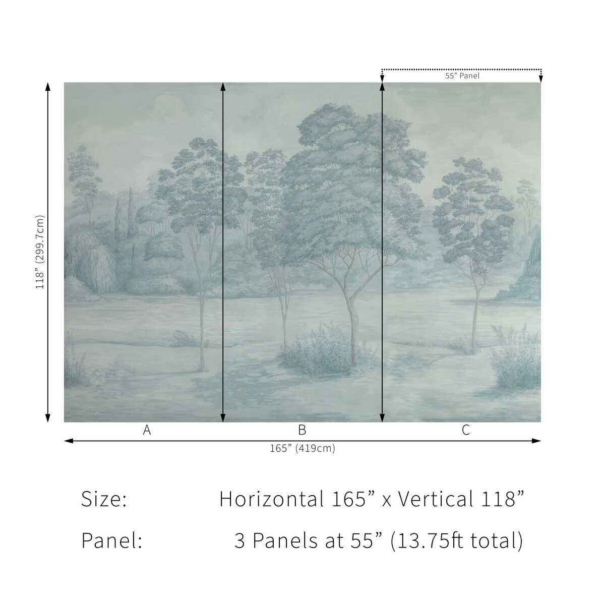 Arbres-Mural-Blue-Brunschwig-Fils-Wallpaper - BRUNSCHWIG & FILS Wallpaper