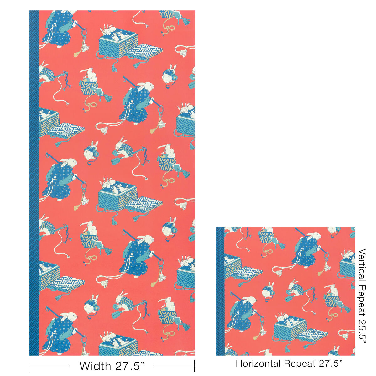 Shimo - Red/Blue - Brunschwig & Fils Wallpaper