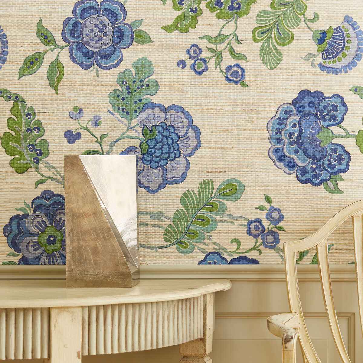 Somerset-Grasscloth-Blue-Lee-Jofa-Wallpaper - LEE JOFA Wallpaper