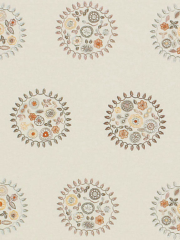 Jessie Embroidery - Grey/Multi - Scalamandre Fabric