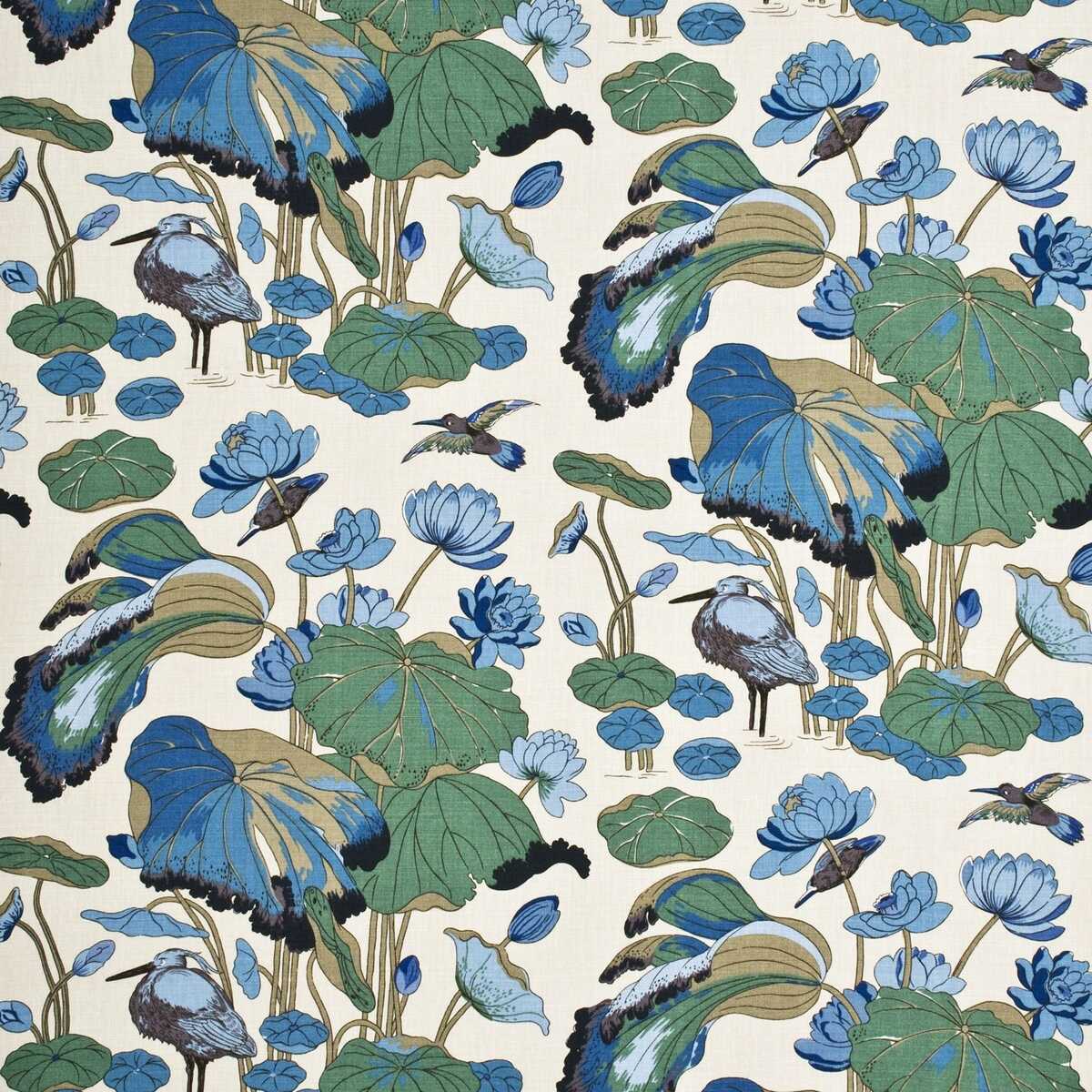 Nympheus - Linen - Aqua/Teal - G P & J BAKER Fabric