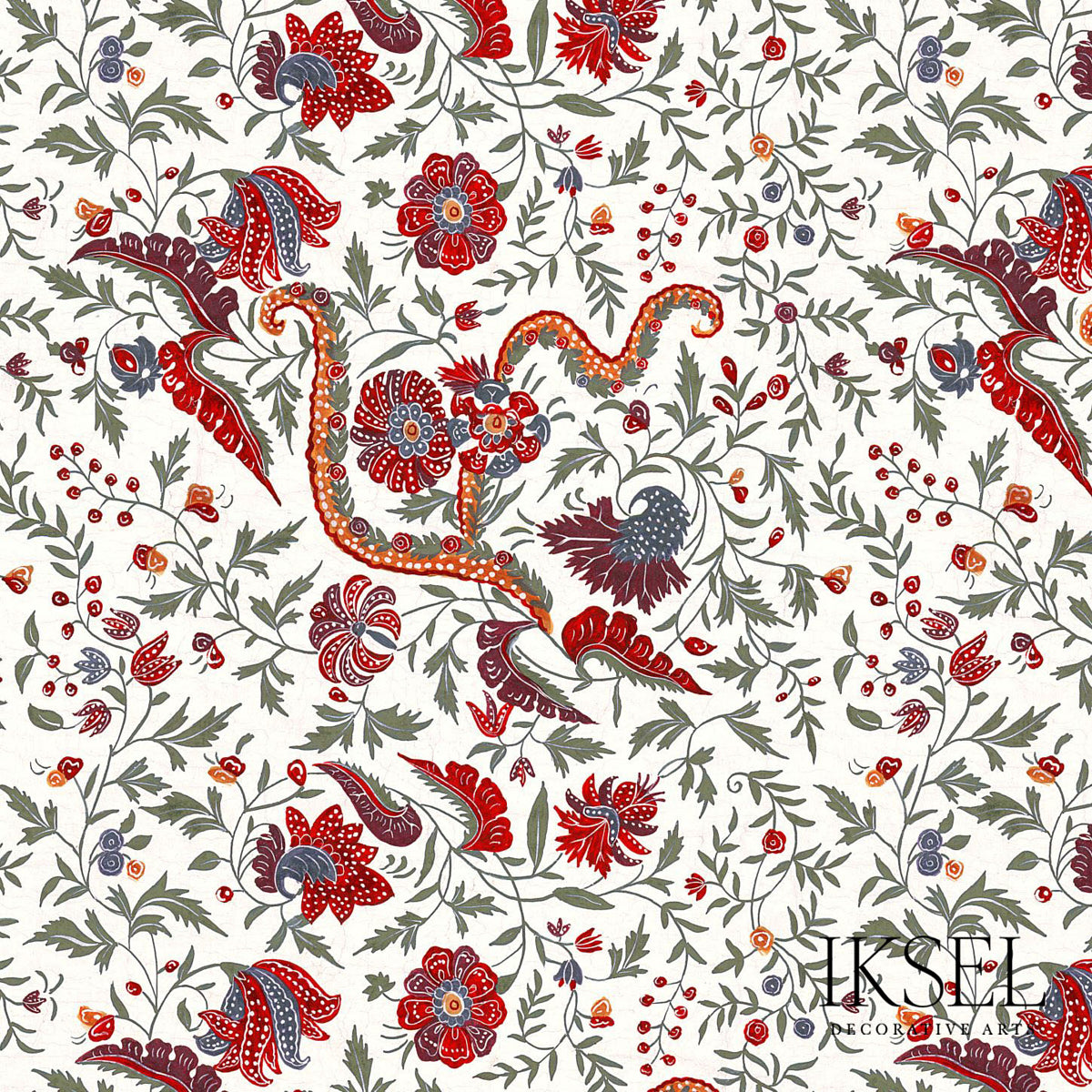 INDIENNE-RED-SCHUMACHER-RF306CR52 - Schumacher Fabric