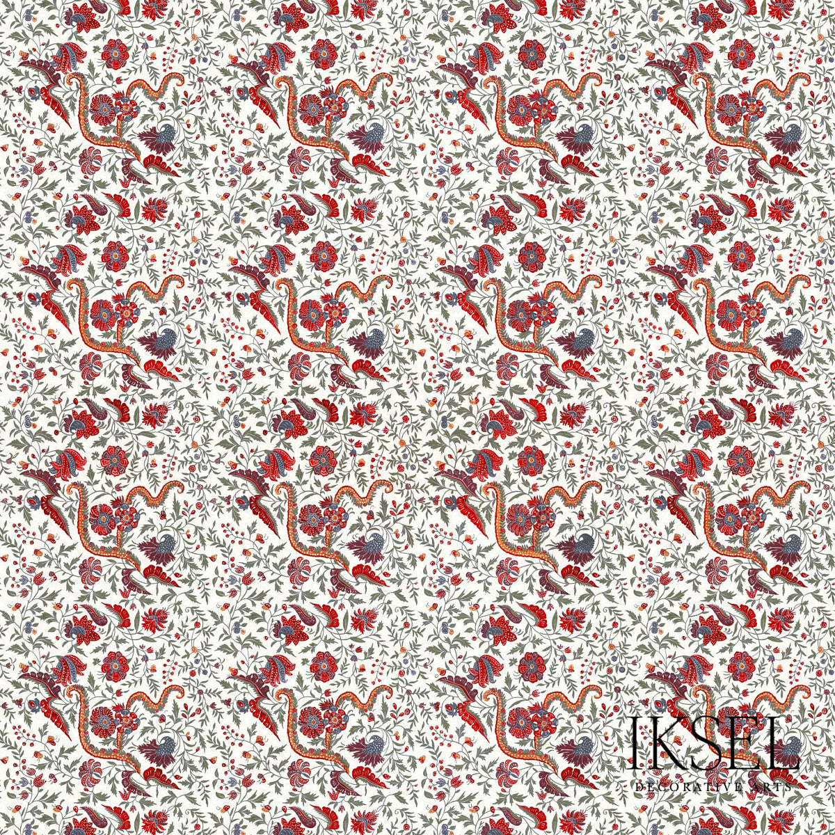 INDIENNE-RED-SCHUMACHER-RF306CR52 - Schumacher Fabric