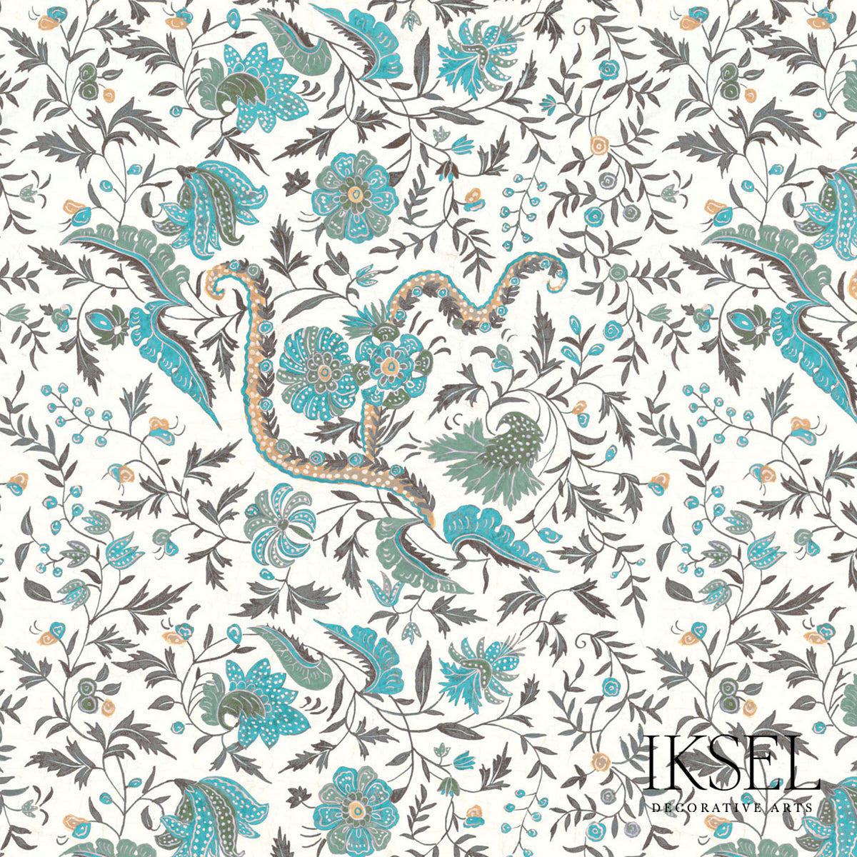 INDIENNE-TURQUOISE-SCHUMACHER-RF306CR53 - Schumacher Fabric