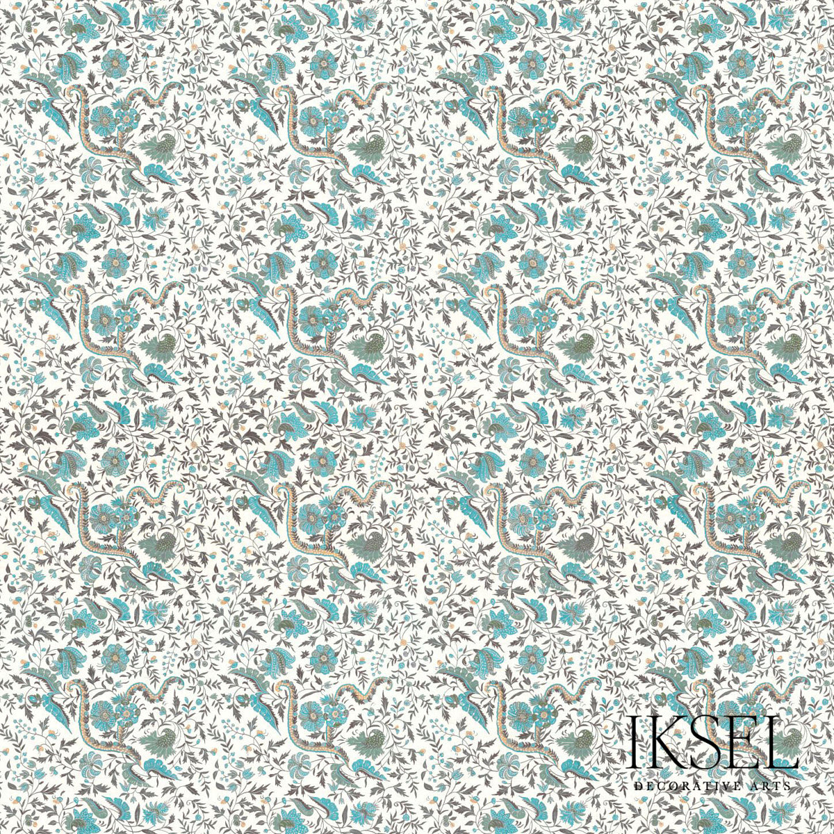 INDIENNE-TURQUOISE-SCHUMACHER-RF306CR53 - Schumacher Fabric