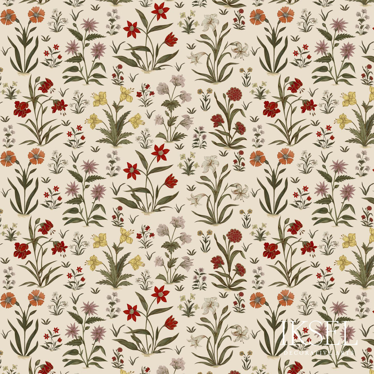 MOGUL-FLOWERS-LINEN-ORIGINAL-SCHUMACHER-RF315ACS01 - Schumacher Fabric