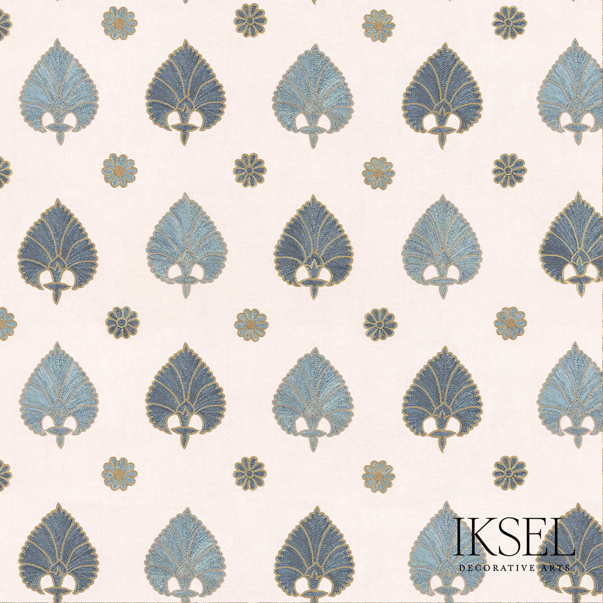 SUZANI-SPADES-BLUES-SCHUMACHER-RF503CR54 - Schumacher Fabric