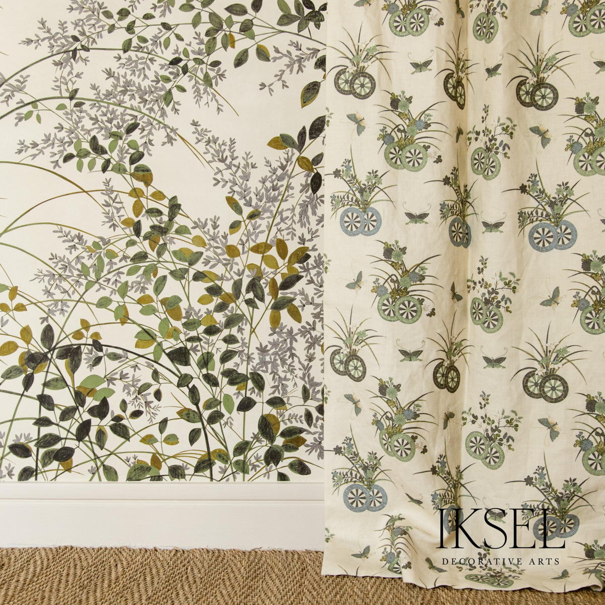 JAPANESE-CHARIOTS-RICE-GREEN-SCHUMACHER-RF608CR41 - Schumacher Fabric
