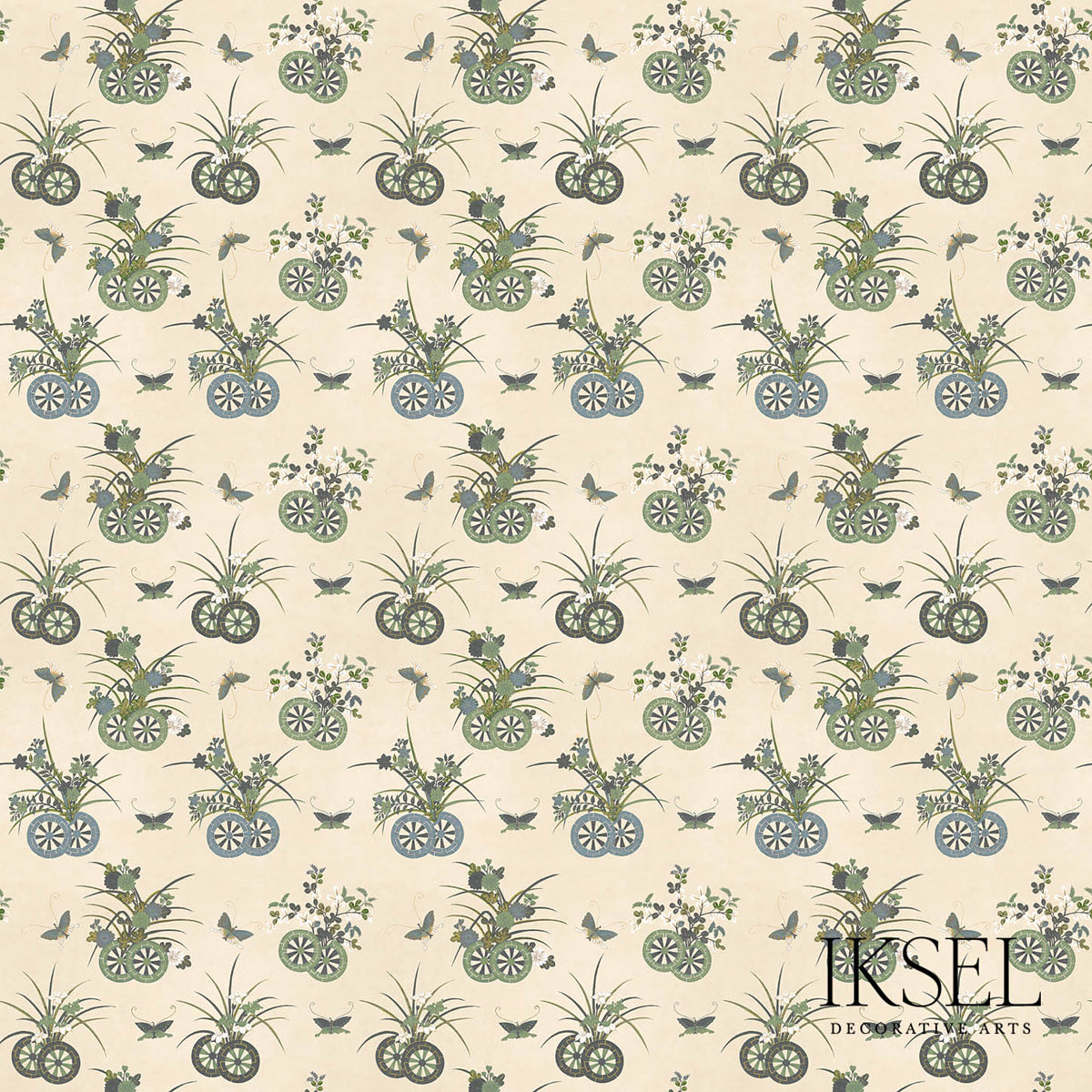 JAPANESE-CHARIOTS-RICE-GREEN-SCHUMACHER-RF608CR41 - Schumacher Fabric