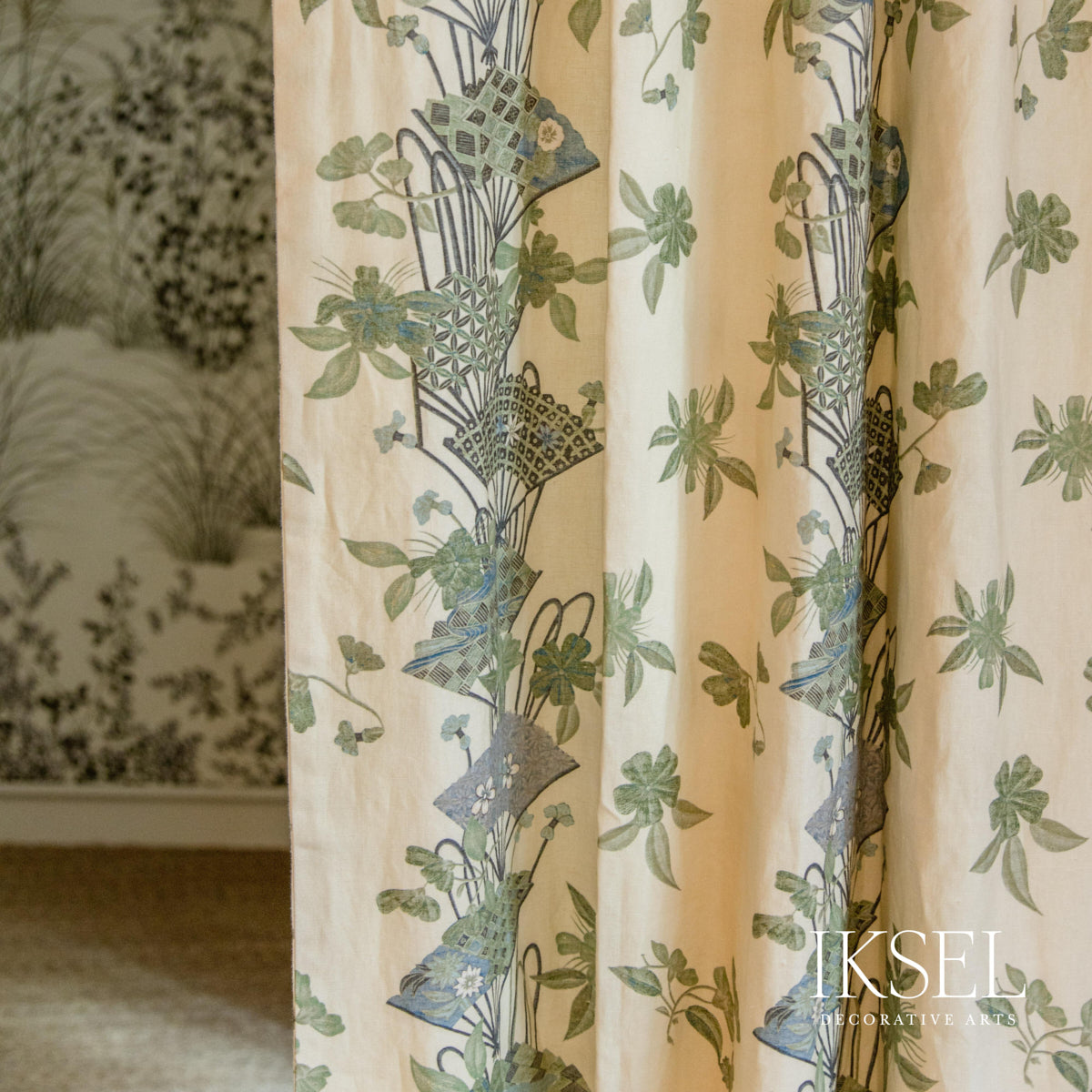 JAPANESE-FANS-RICE-GREEN-SCHUMACHER-RF610CR41 - Schumacher Fabric