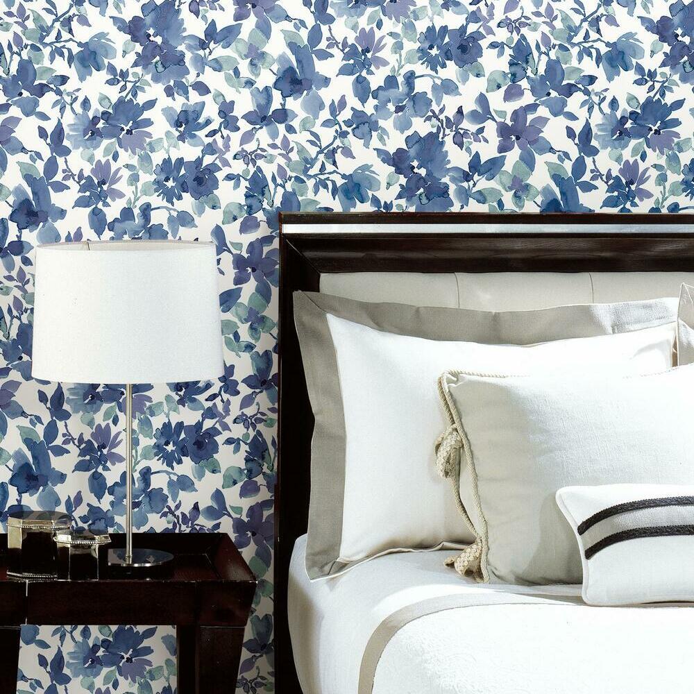 watercolor-floral-peel-and-stick-wallpaper-blue-york-wallcoverings-rmk11700wp