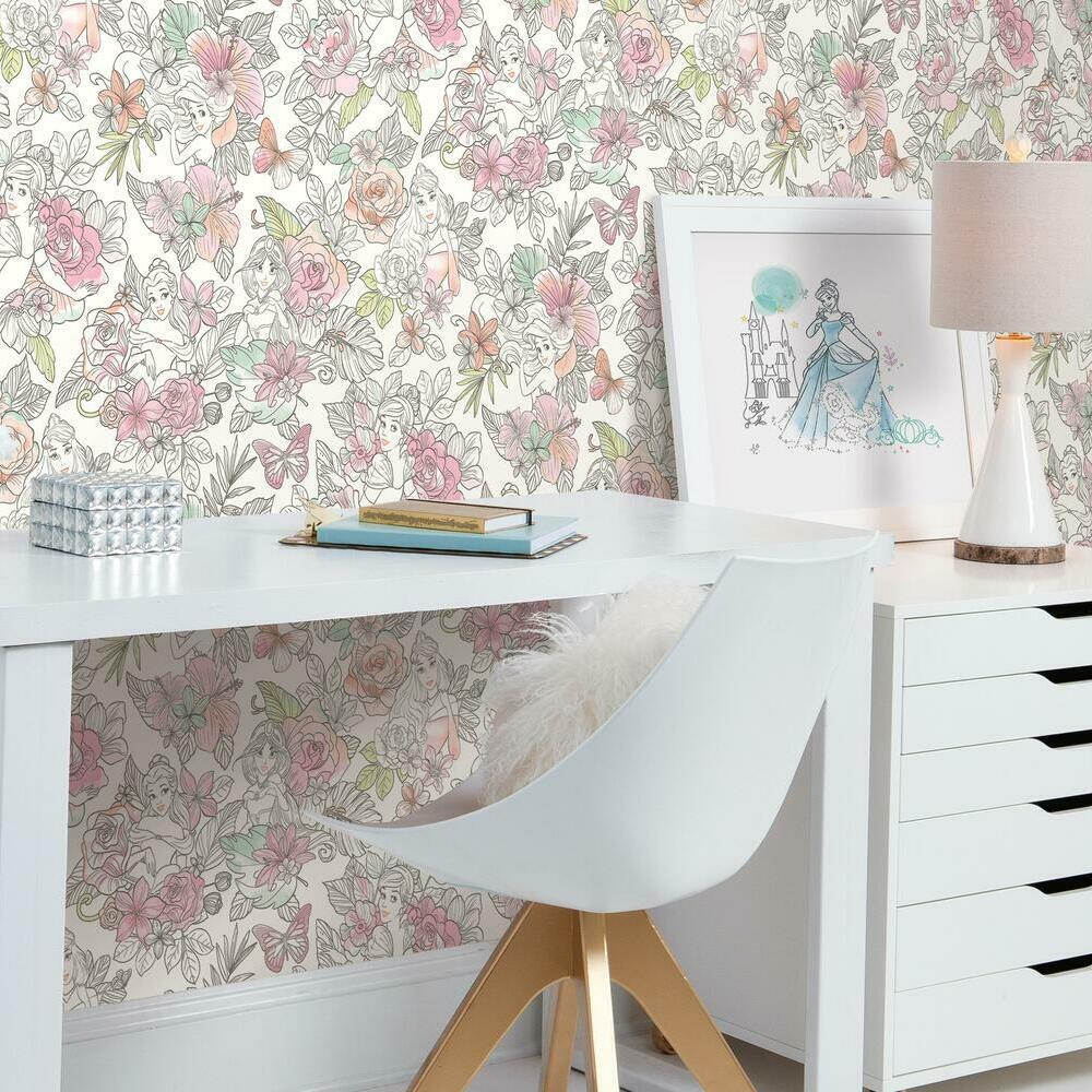 disney-princess-royal-floral-peel-and-stick-wallpaper-pink-york-wallcoverings-rmk11800wp