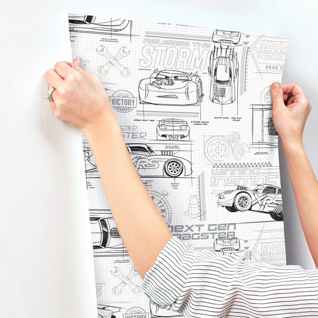 disney-and-pixar-cars-schematic-peel-and-stick-wallpaper-grey-york-wallcoverings-rmk11804wp