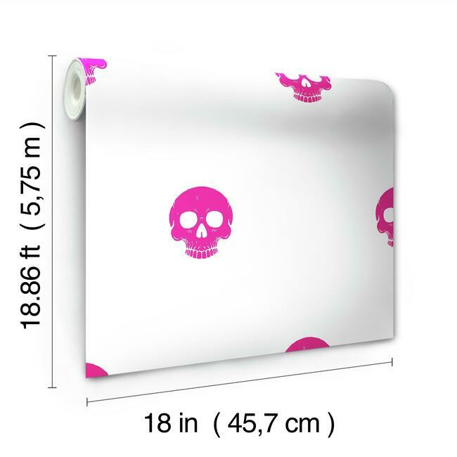 disney-cruella-glamour-skulls-peel-stick-wallpaper-pink-york-wallcoverings-rmk12123rl