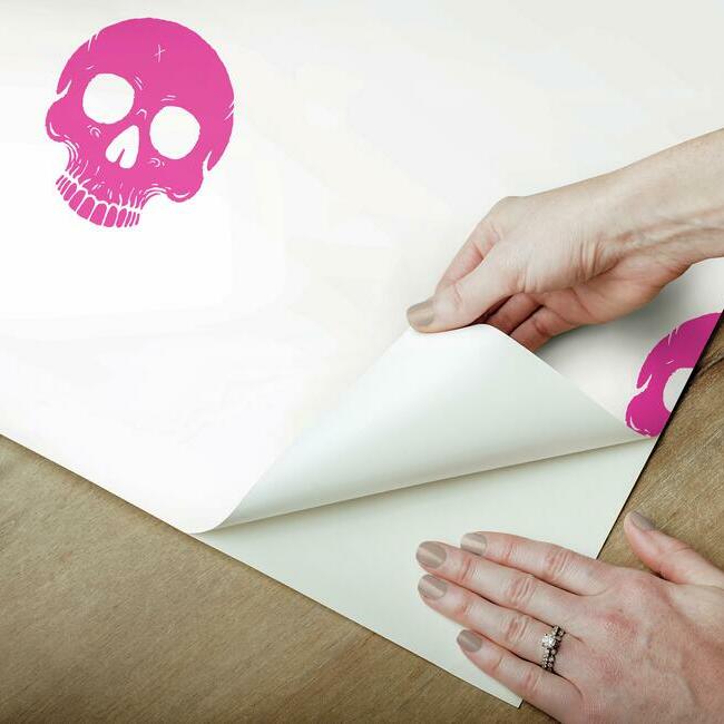 disney-cruella-glamour-skulls-peel-stick-wallpaper-pink-york-wallcoverings-rmk12123rl