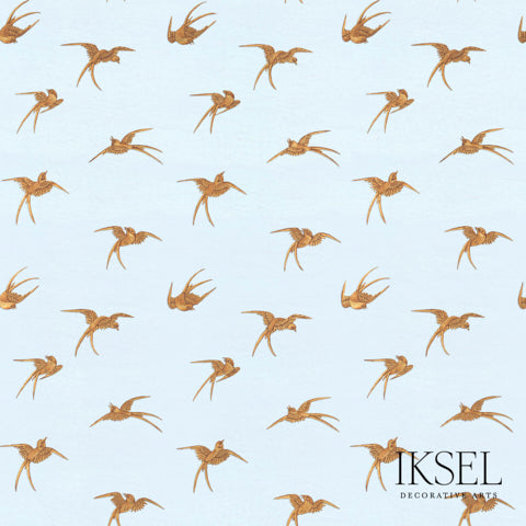 JAPANESE-BIRDS-SKY-BLUE-GOLD-SCHUMACHER-RW602CR40-255-N