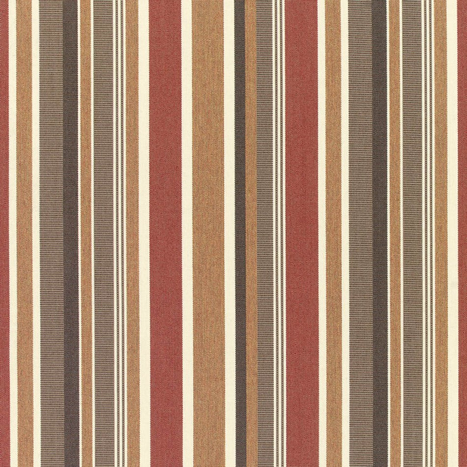 Color: Brown, Color: Red Brown, Material: 100% Sunbrella Acrylic, Mildew Resistant: Yes, Pattern Direction: Left to Right, Recommended Use: Indoor Outdoor Upholstery Cushion Pillow Drapery, Warranty: 5 Year, Water Repellent: Yes, Width: 54", Type: Stripe, Pattern Direction: Up the roll, Repeat: 8.8Vx0H