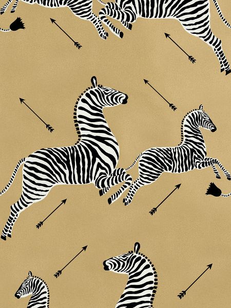 Zebras - Wallpaper - Trimmed - Gold by Scalamandre Wallpaper - Scalamandre Wallpaper