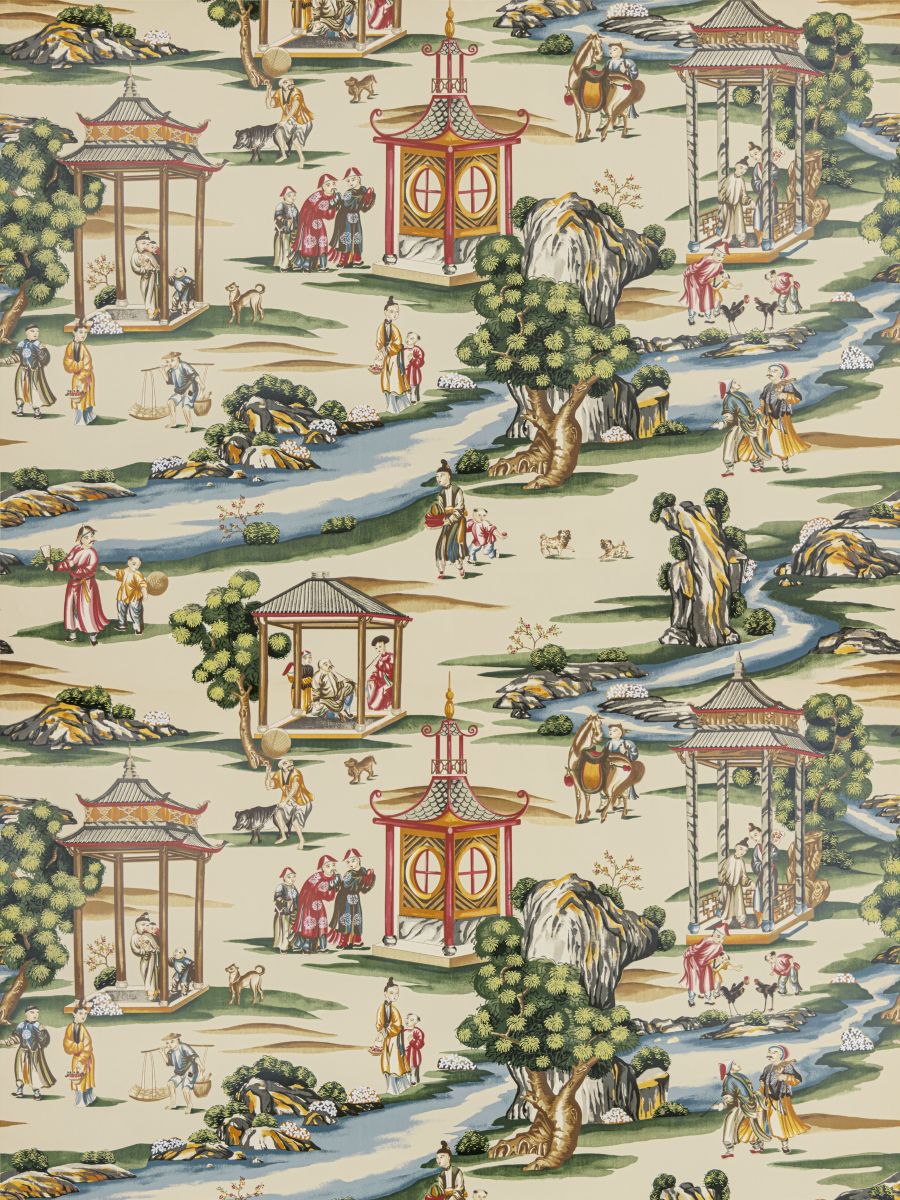 Shanghai Wallcovering wallpaper in Multi On Tea Stain by Scalamandré - Scalamandre Wallpaper