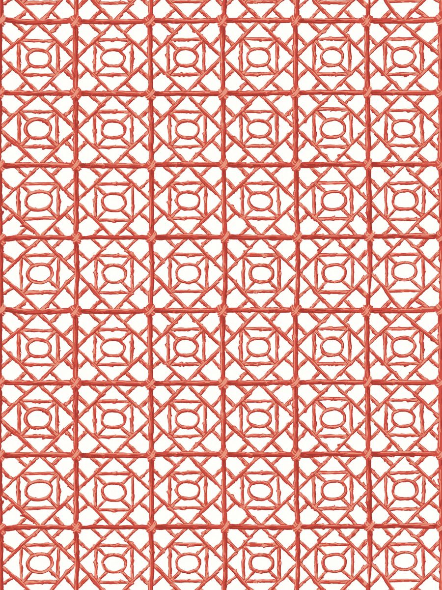 Ormond Fret Wallcovering wallpaper in Lacquer Red by Scalamandré - Scalamandre Wallpaper