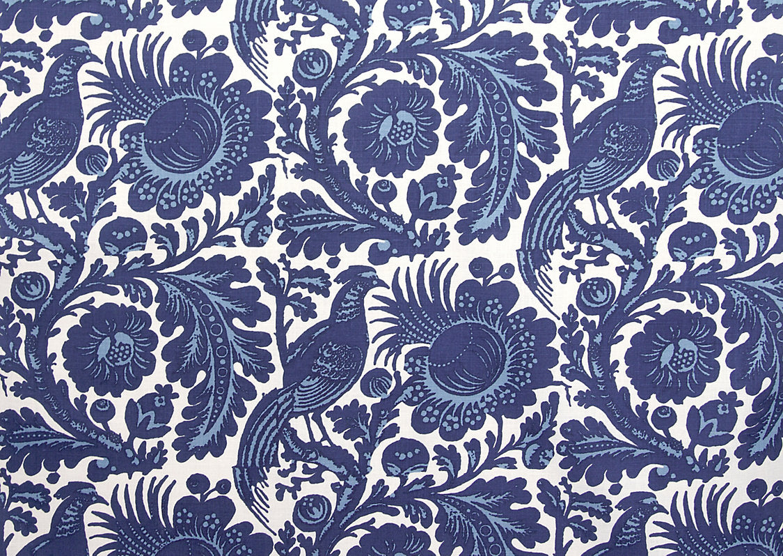 Resist Print - Light & Dark Blue On White - Scalamandre Fabric