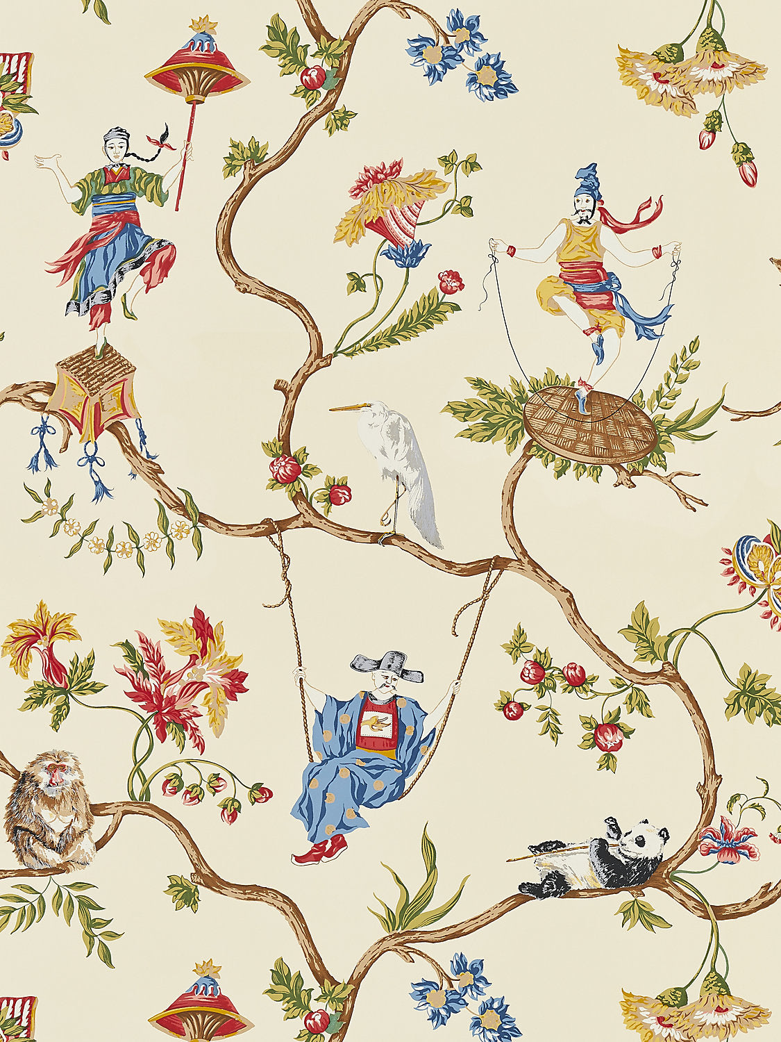 Ming Circus - Multi On Beige - Scalamandre Wallpaper