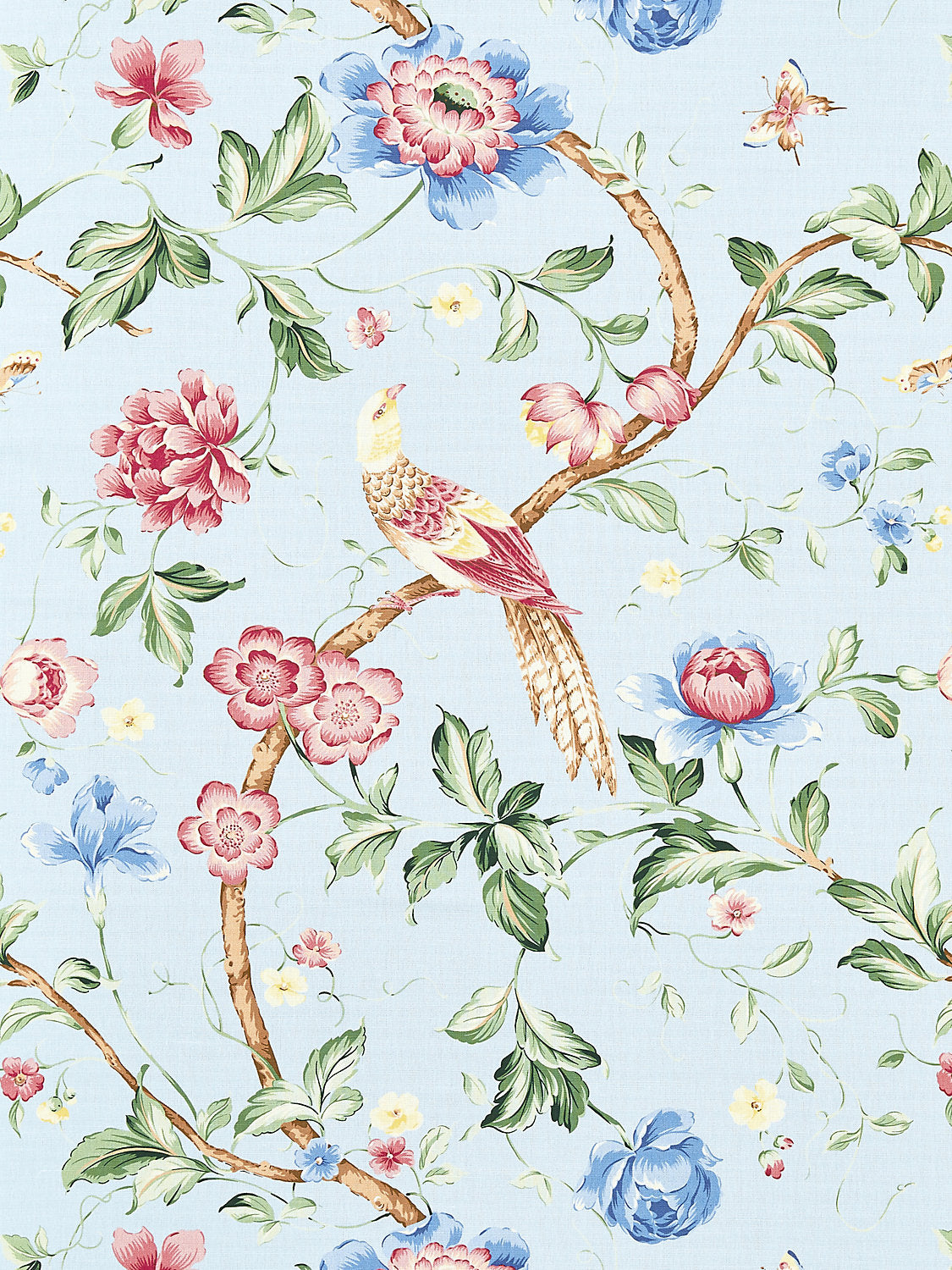 Orienteaux - Rose & Blue On Glacier Blue - Scalamandre Fabric