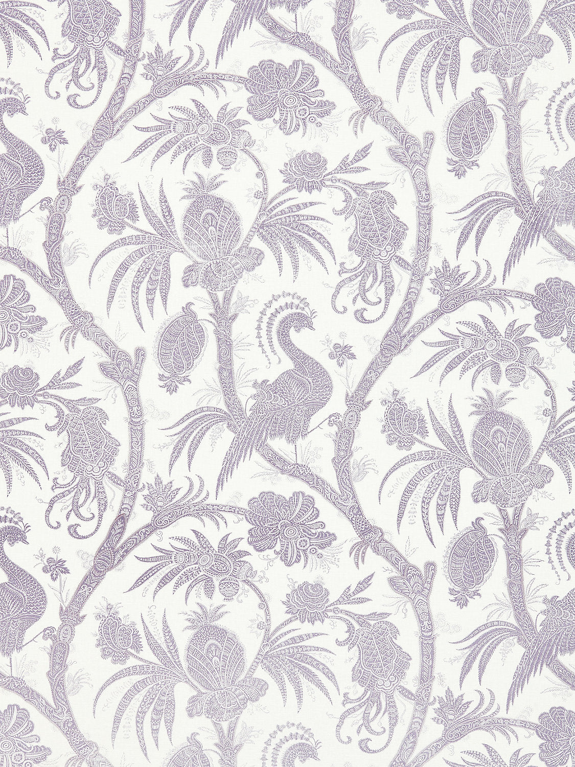 Balinese Peacock Linen Print - Lavender - Scalamandre Fabric