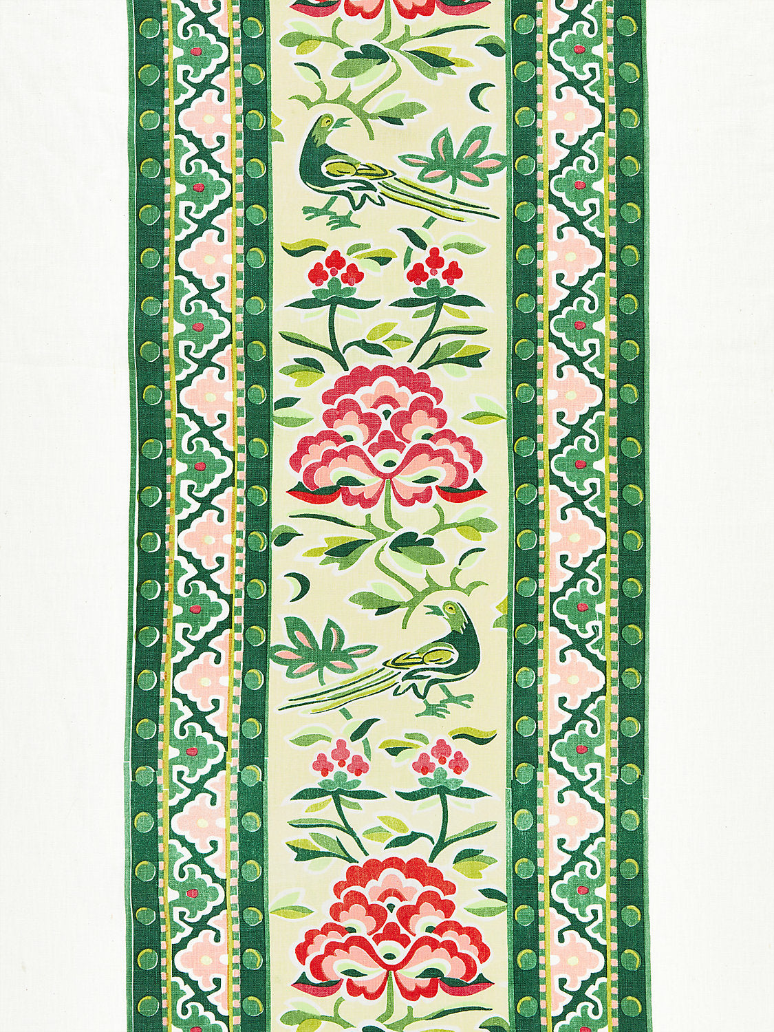 Royal Peony Linen Print - Spring Green