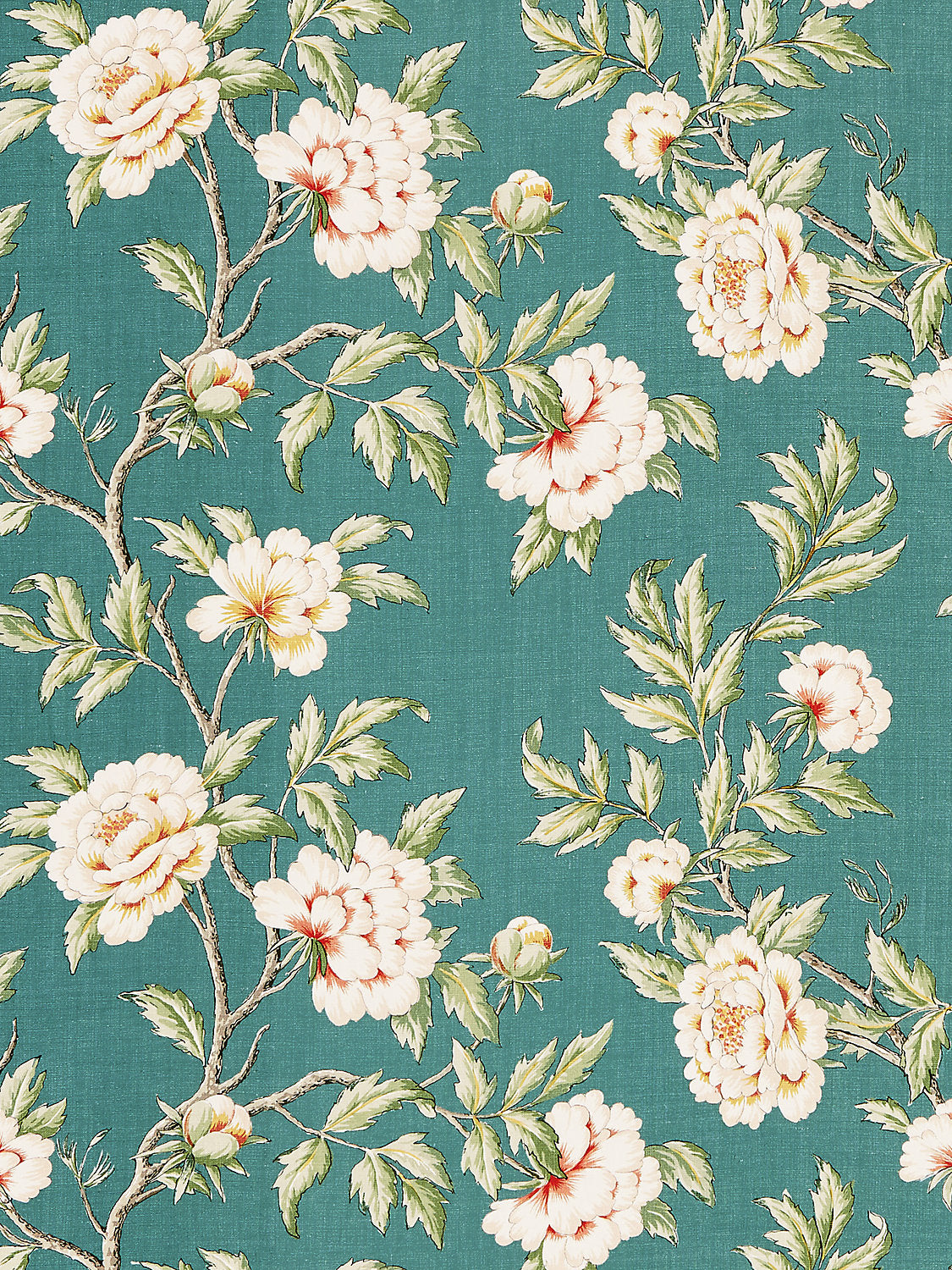 Peonia Linen Print - Emerald Isle