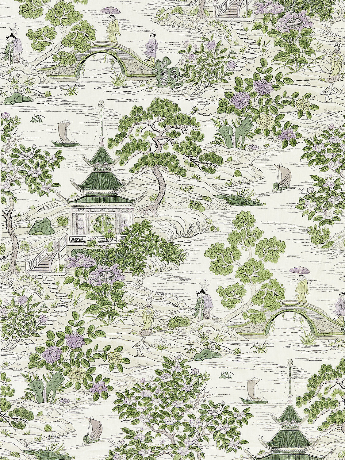 Satomi Hand Block Print - Lavender & Citron - Scalamandre Fabric
