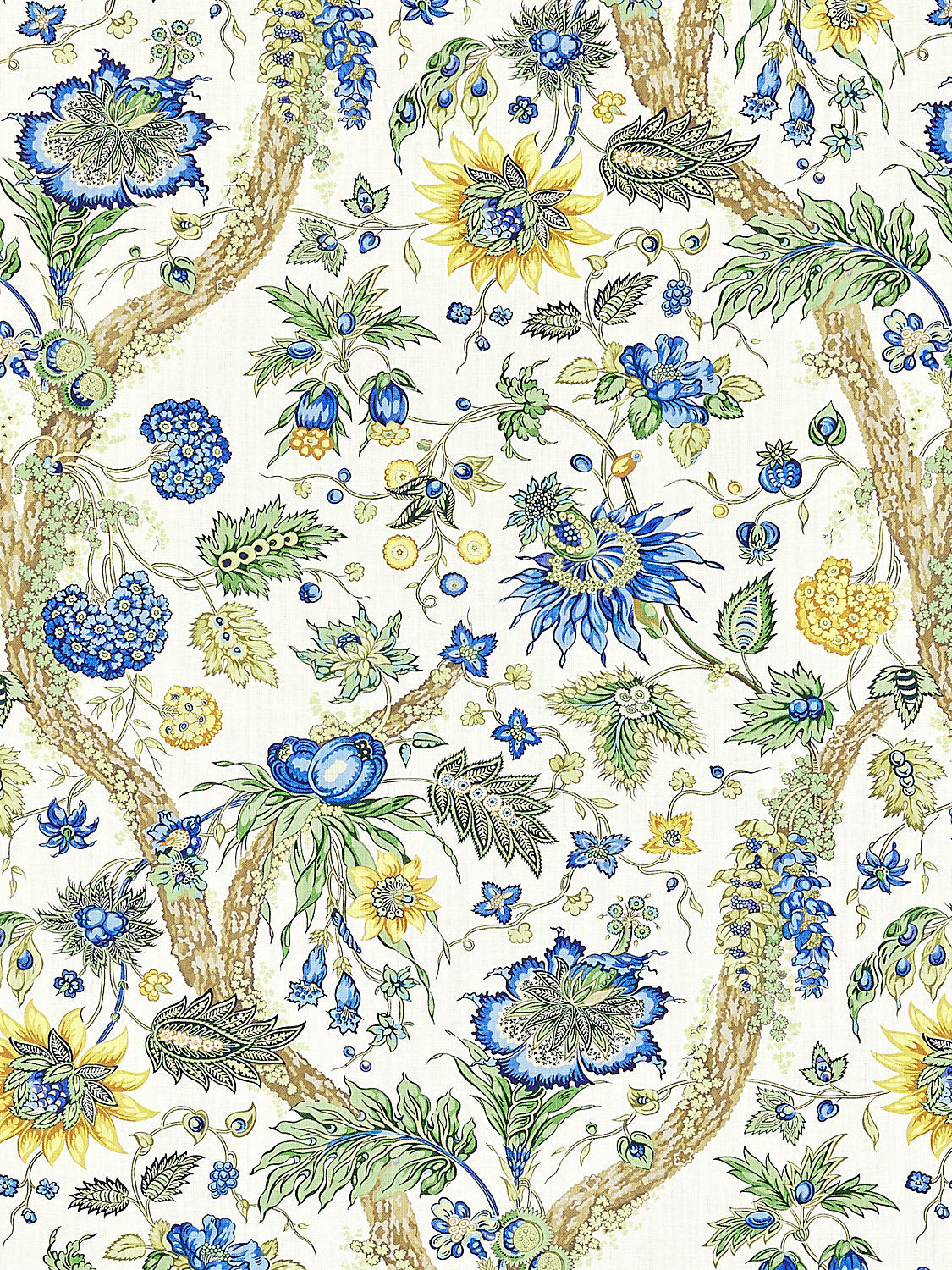 Fleurs Tropicales - Blue And Gold