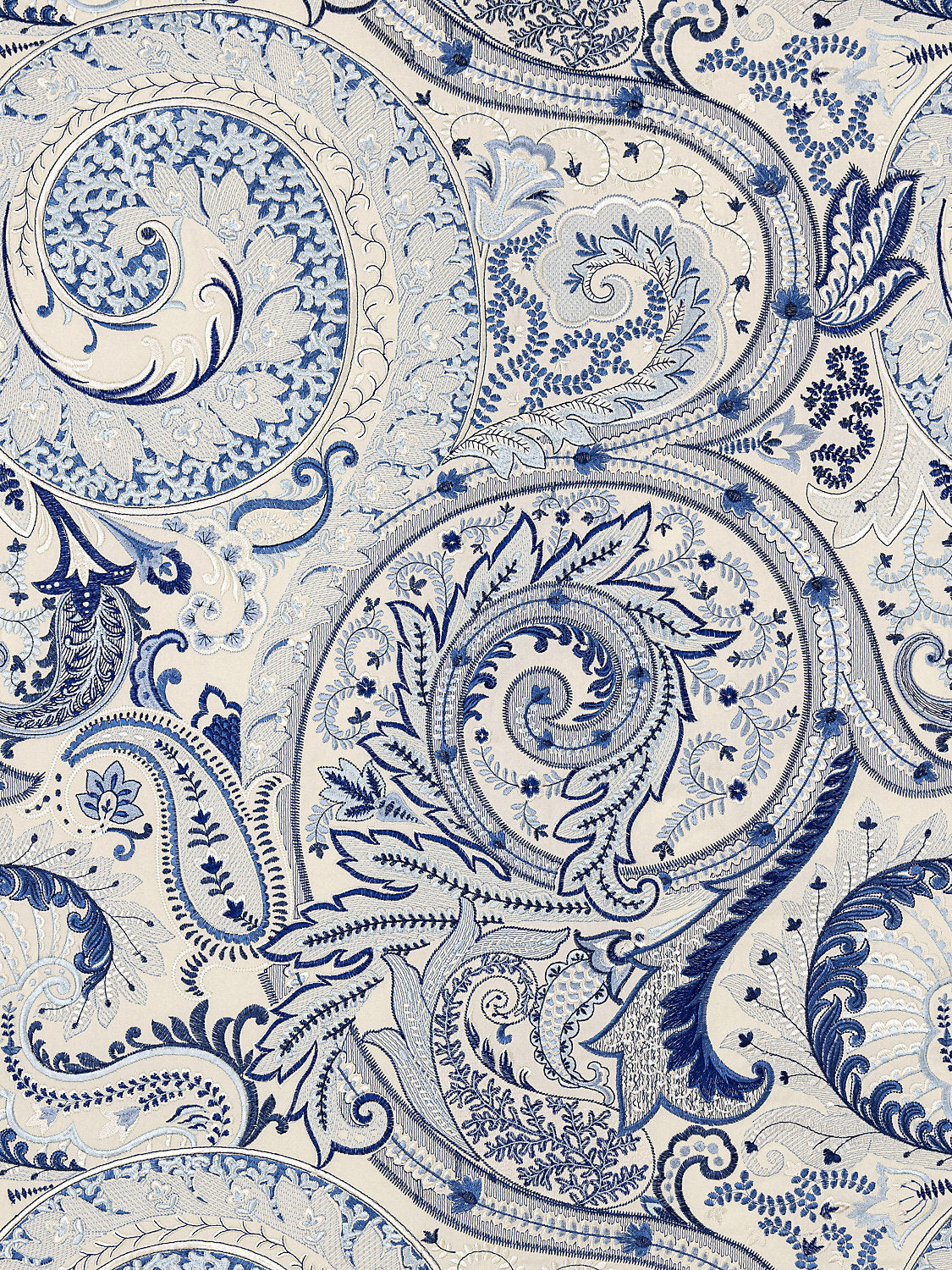 Malabar Paisley Embroidery - Porcelain