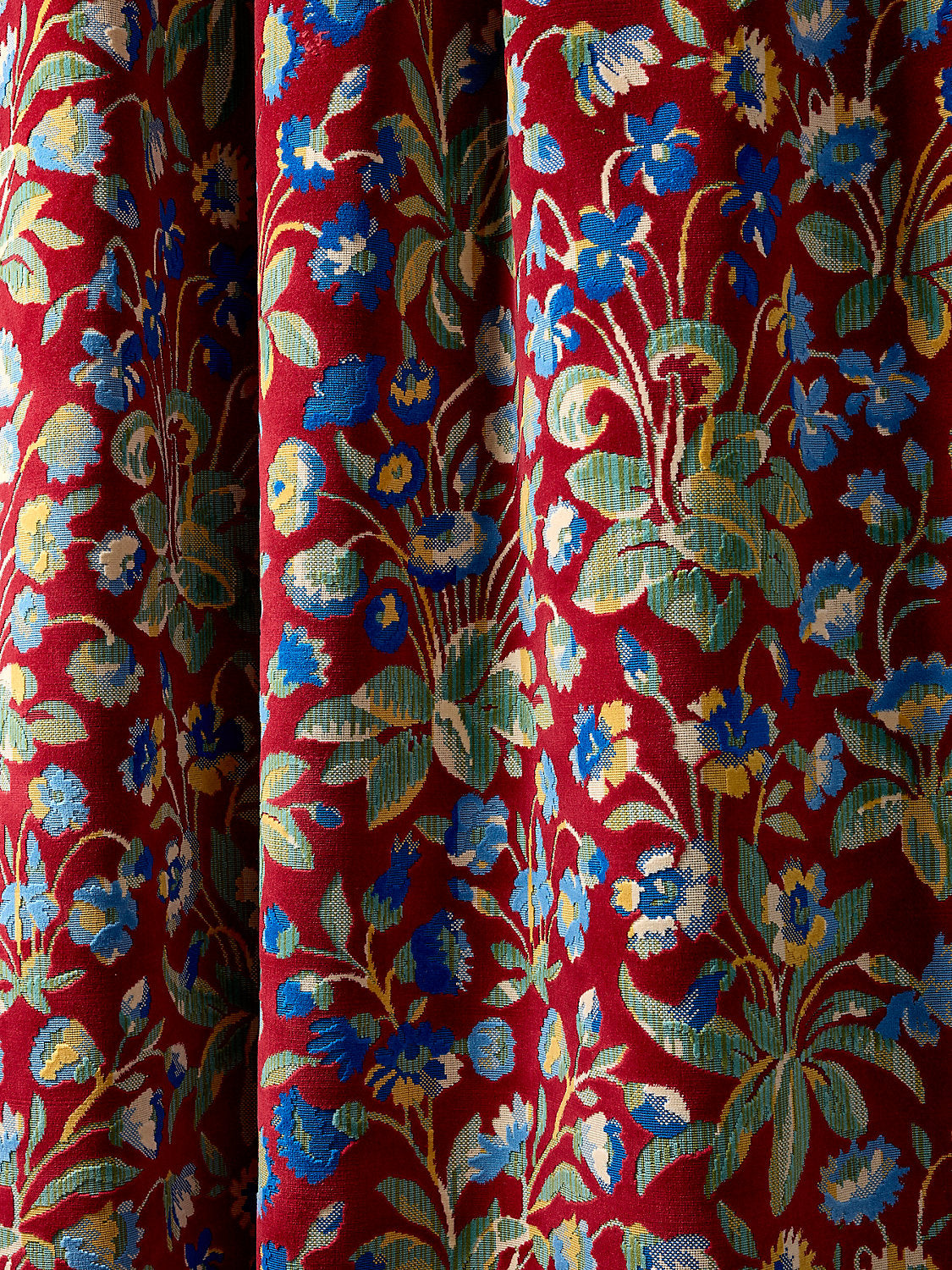 Millefleur Velvet - Ruby Cobalt - Scalamandre Fabric