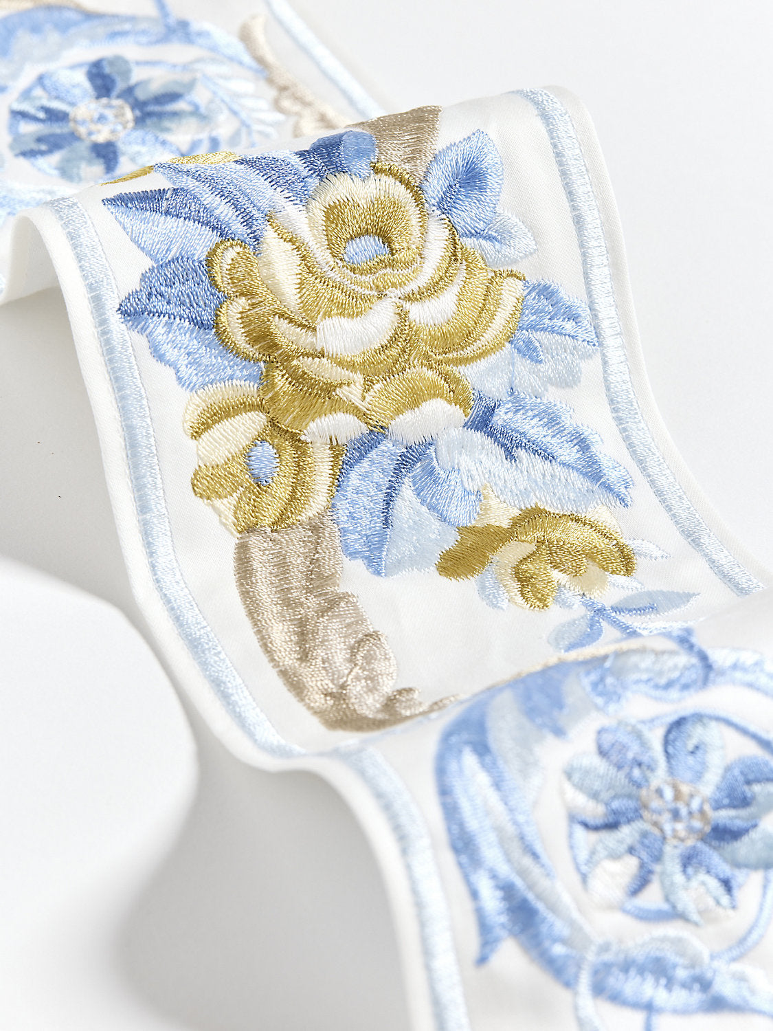 Reine Embroidered Tape - Gold And Blue - Scalamandre Trim