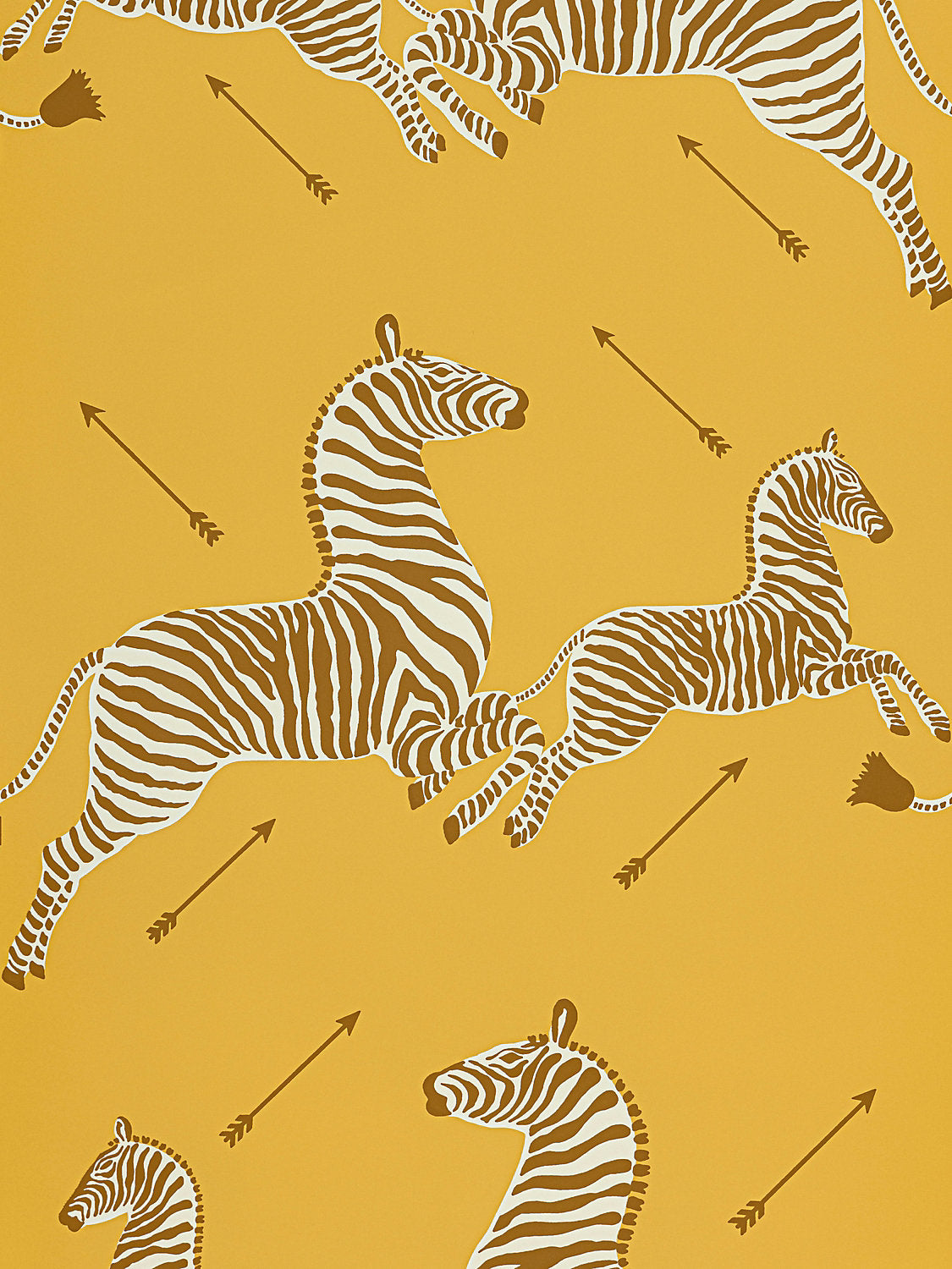 Zebras | Vinyl - Zanzibar Gold - Scalamandre Wallpaper