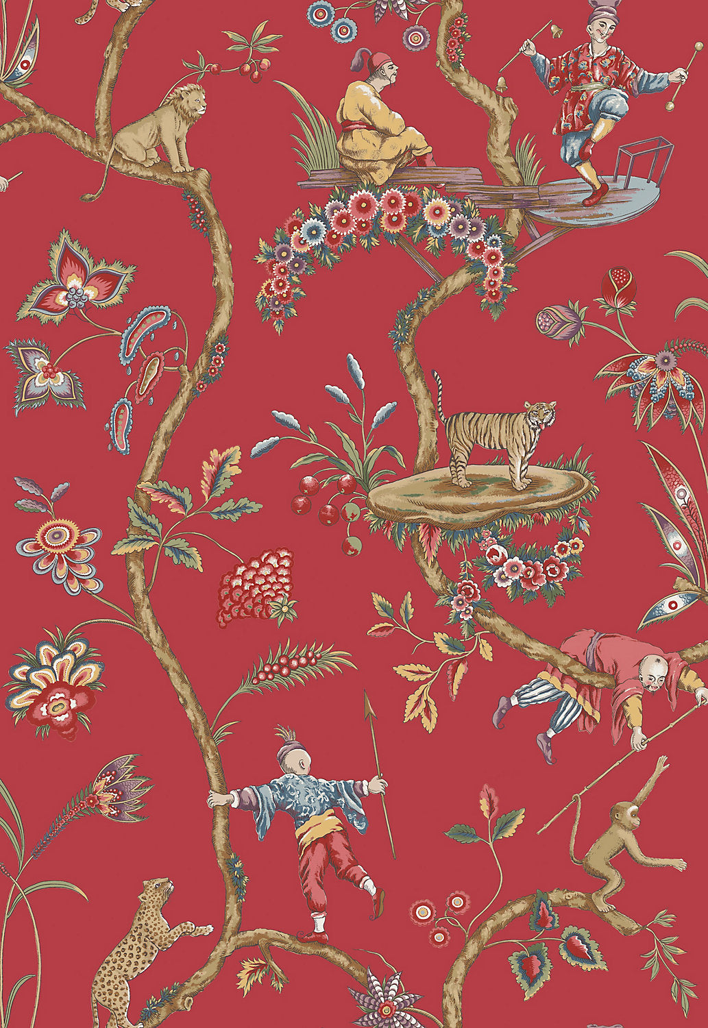 Chinoise Exotique | Removable - Tomato - Scalamandre Wallpaper