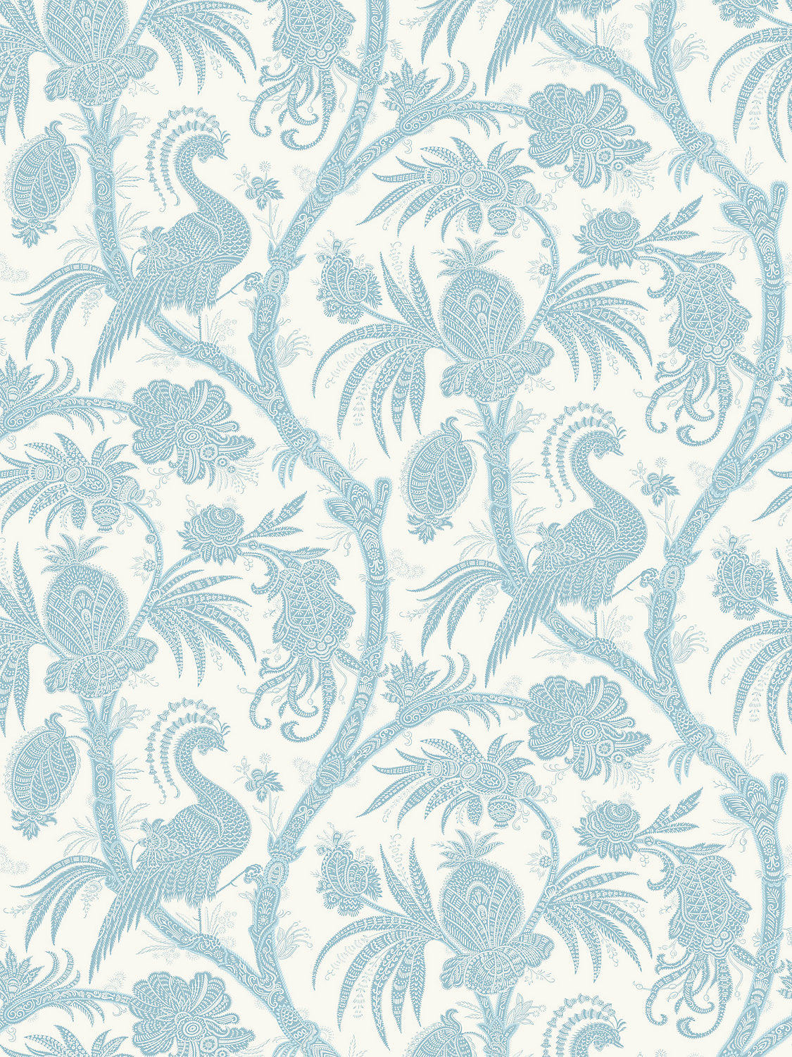 Balinese Peacock - Sky - Scalamandre Wallpaper