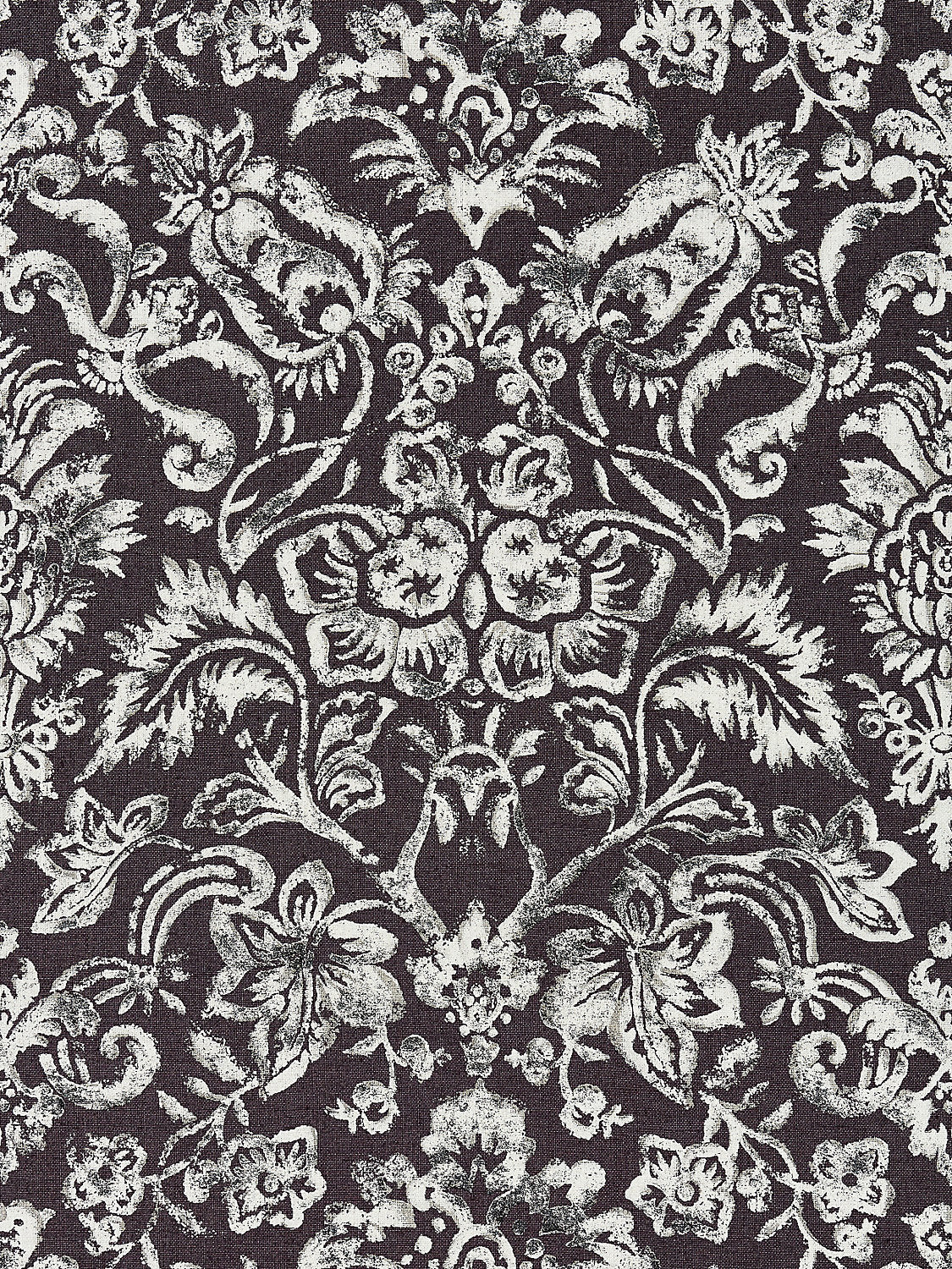 Mansfield Damask Print - Graphite & Silver