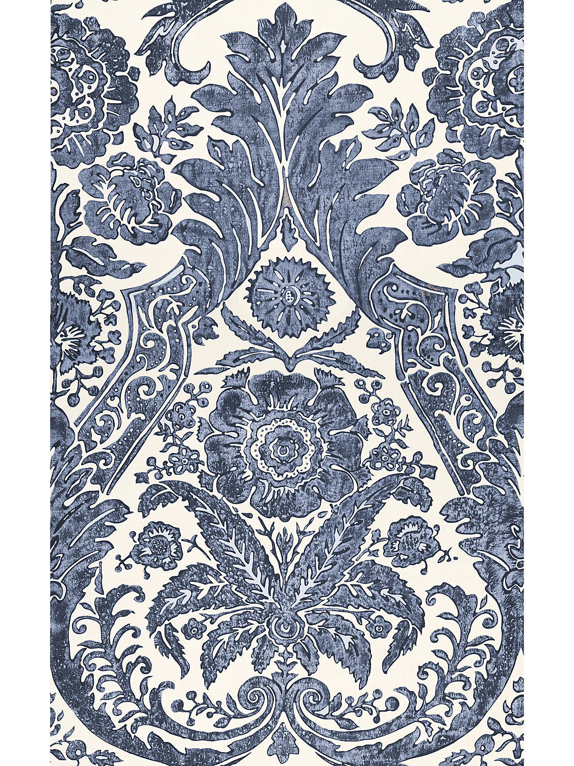 Luciana Damask Print - Denim - Scalamandre Wallpaper