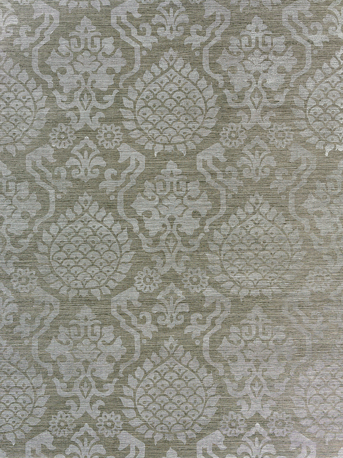 Surat Sisal - Silver On Pewter - Scalamandre Wallpaper