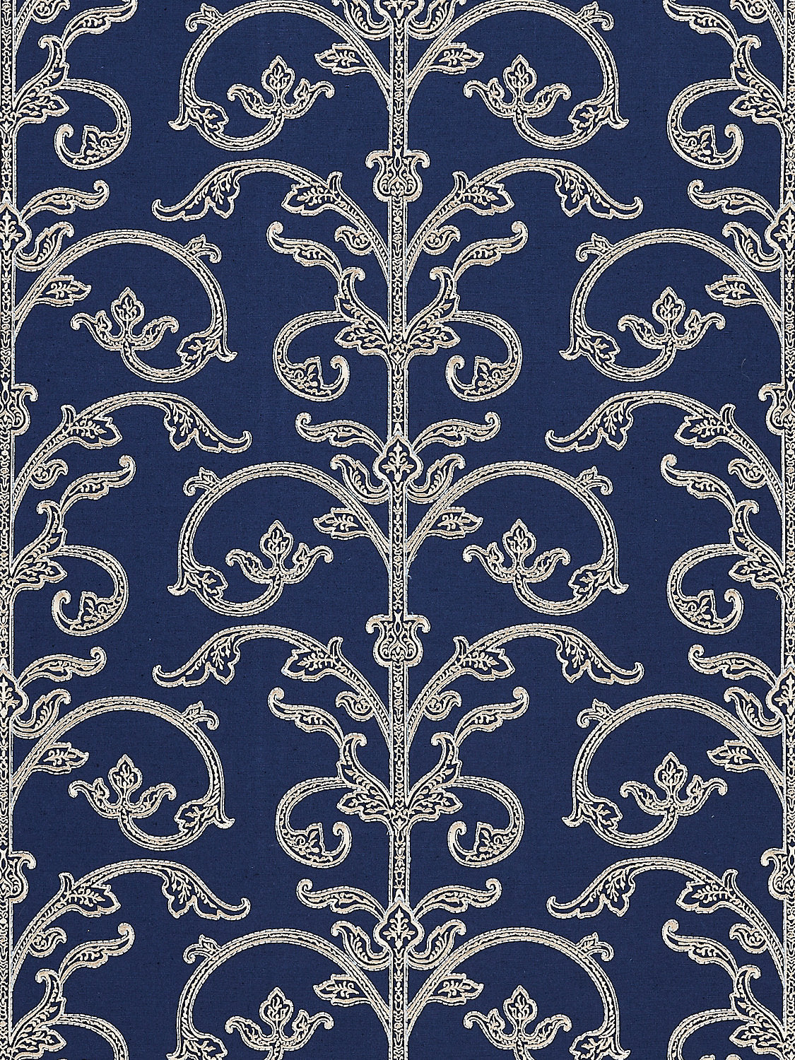 Saxony Scroll Wallcovering - Navy - Scalamandre Wallpaper