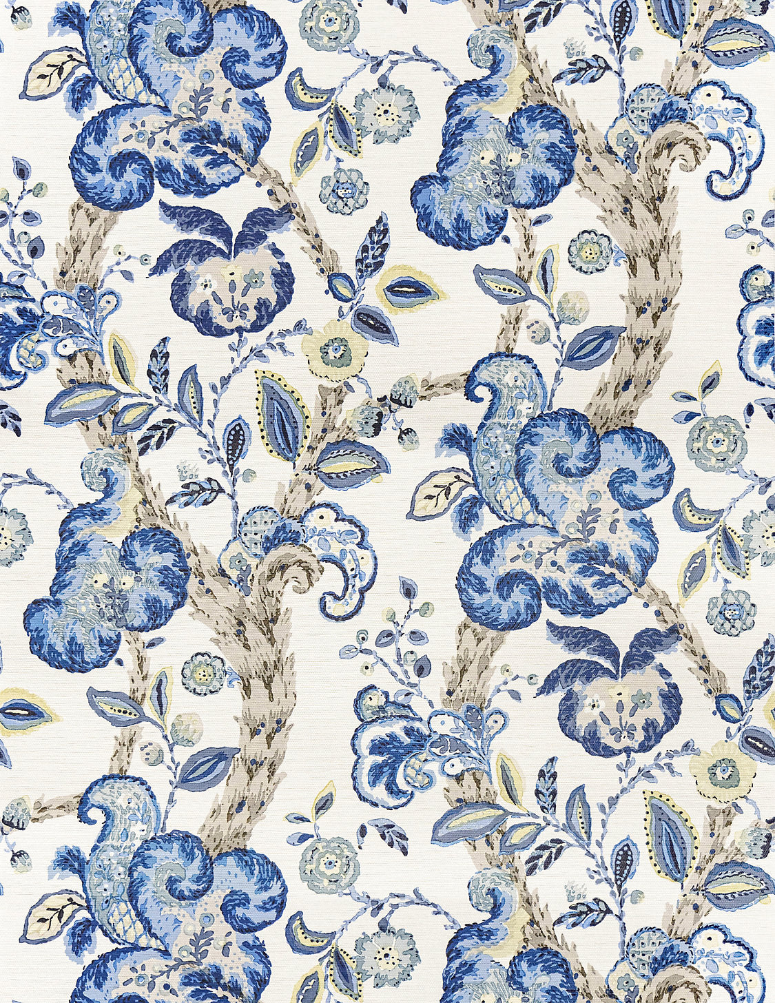 Cumbria Wallcovering - China Blue On Ivory