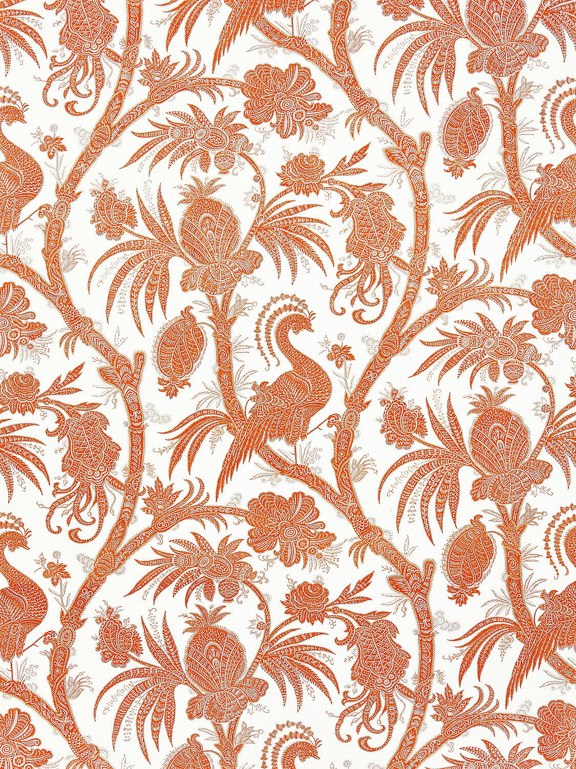 Balinese Peacock Linen Print - Mandarin