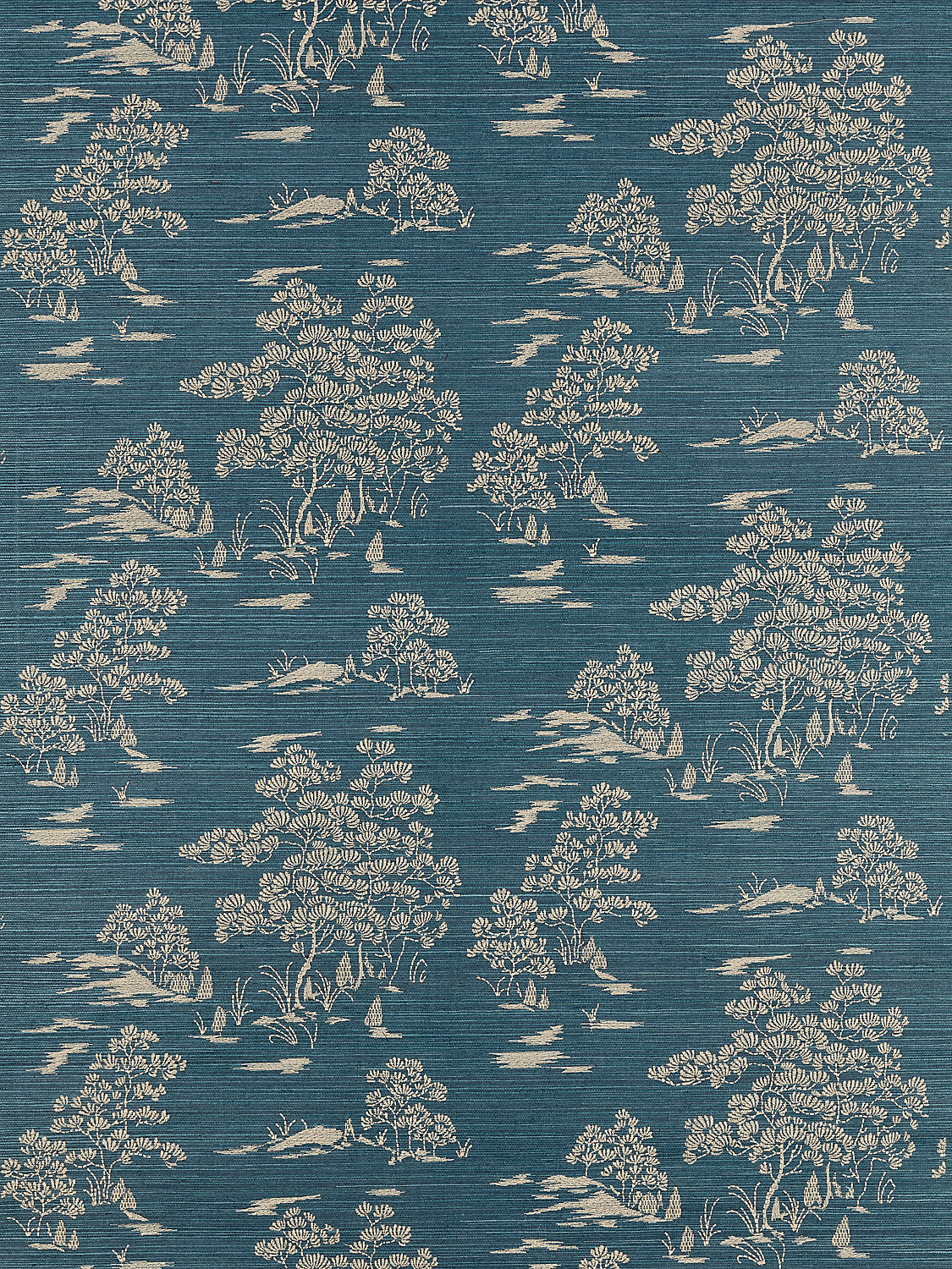 Katsura Embroidered Toile - Peacock - Scalamandre Wallpaper