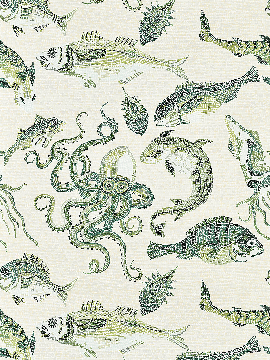 Mikonos - Green & Eggshell