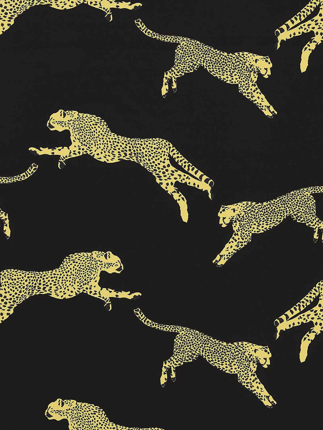 Leaping Cheetah Cotton Print - Black Magic by Scalamandre Fabric