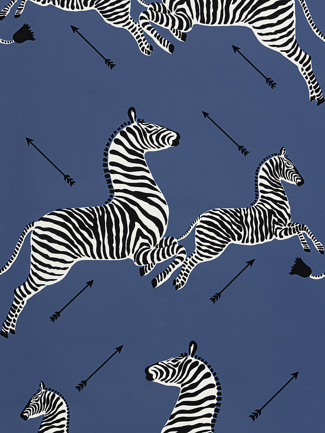 Zebras - Wallpaper - Trimmed - Denim