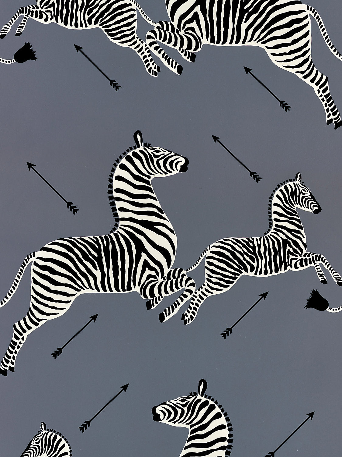 Zebras | Wallpaper - Charcoal - Scalamandre Wallpaper